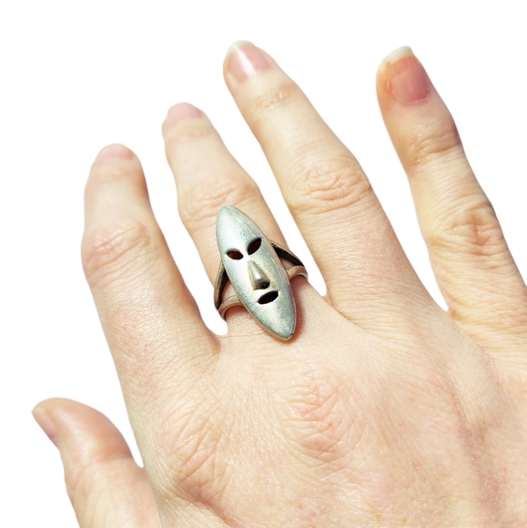 Vintage 925 Sterling Silver Mask Ring - Picture 7 of 16